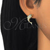 Sterling Silver Stud Earring, Dolphin Design, with White and Black Cubic Zirconia, Polished, Golden Finish, 02.336.0116.2