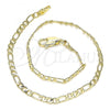 Oro Laminado Basic Anklet, Gold Filled Style Figaro Design, Polished, Golden Finish, 04.213.0240.10