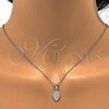 Sterling Silver Earring and Pendant Adult Set, with White Micro Pave, Polished, Rhodium Finish, 10.174.0230