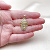Oro Laminado Fancy Pendant, Gold Filled Style Little Girl and Flower Design, with White Cubic Zirconia, Polished, Golden Finish, 05.283.0002