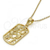 Oro Laminado Religious Pendant, Gold Filled Style Owl and Little Boy Design, with White Cubic Zirconia, Polished, Golden Finish, 05.253.0006