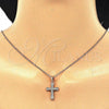 Sterling Silver Pendant Necklace, Cross Design, with White Micro Pave, Polished, Rose Gold Finish, 04.336.0115.1.16
