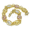 Oro Laminado Fancy Bracelet, Gold Filled Style Elephant Design, Polished, Tricolor, 03.351.0043.09