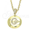 Oro Laminado Fancy Pendant, Gold Filled Style Initials Design, with White Cubic Zirconia, Polished, Golden Finish, 05.341.0007