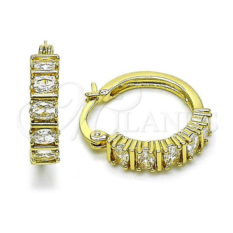 Oro Laminado Small Hoop, Gold Filled Style with White Cubic Zirconia, Polished, Golden Finish, 02.213.0772.22