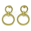 Oro Laminado Long Earring, Gold Filled Style Polished, Golden Finish, 02.213.0655