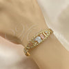 Oro Laminado Fancy Bracelet, Gold Filled Style Elephant and Owl Design, Polished, Tricolor, 03.380.0072.07