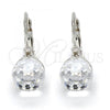 Rhodium Plated Leverback Earring, Disco Design, with Crystal Swarovski Crystals, Polished, Rhodium Finish, 02.239.0009.1
