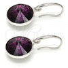 Rhodium Plated Dangle Earring, with Amethyst Swarovski Crystals, Polished, Rhodium Finish, 02.239.0001.12