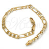 Oro Laminado Basic Bracelet, Gold Filled Style Figaro Design, Polished, Golden Finish, 5.222.014.07
