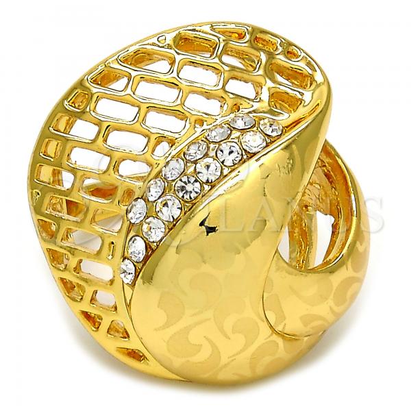 Oro Laminado Multi Stone Ring, Gold Filled Style with White Crystal, Polished, Golden Finish, 01.241.0021.07 (Size 7)