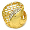 Oro Laminado Multi Stone Ring, Gold Filled Style with White Crystal, Polished, Golden Finish, 01.241.0021.07 (Size 7)