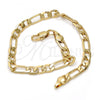 Gold Tone Basic Bracelet, Figaro Design, Polished, Golden Finish, 04.242.0016.08GT