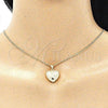 Oro Laminado Pendant Necklace, Gold Filled Style Heart and Love Design, with White Micro Pave, Polished, Golden Finish, 04.156.0349.20