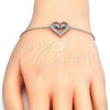 Sterling Silver Fancy Bracelet, Heart and Mom Design, with White Cubic Zirconia, Polished, Rhodium Finish, 03.336.0038.07