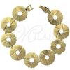 Oro Laminado Fancy Bracelet, Gold Filled Style Flower Design, Diamond Cutting Finish, Golden Finish, 5.018.002.2