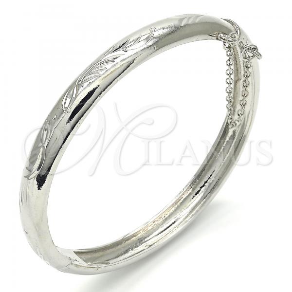Rhodium Plated Individual Bangle, Diamond Cutting Finish, Rhodium Finish, 07.168.0015.05 (08 MM Thickness, Size 5 - 2.50 Diameter)