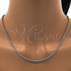 Rhodium Plated Basic Necklace, Rope Design, Polished, Rhodium Finish, 04.64.0001.1.28