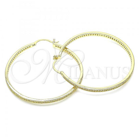 Oro Laminado Large Hoop, Gold Filled Style with White Micro Pave, Polished, Golden Finish, 02.185.0005.50