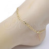 Oro Laminado Basic Anklet, Gold Filled Style Figaro Design, Polished, Golden Finish, 04.213.0113.10