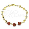 Oro Laminado Fancy Bracelet, Gold Filled Style Ball Design, Diamond Cutting Finish, Golden Finish, 03.63.2224.3.08