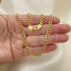 Oro Laminado Basic Necklace, Gold Filled Style Miami Cuban Design, Polished, Golden Finish, 5.223.012.24