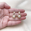 Oro Laminado Stud Earring, Gold Filled Style Ball Design, with Ivory Pearl, Polished, Golden Finish, 02.156.0691