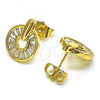 Oro Laminado Stud Earring, Gold Filled Style Baguette Design, with White Cubic Zirconia, Polished, Golden Finish, 02.283.0060