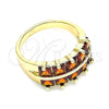 Oro Laminado Multi Stone Ring, Gold Filled Style with Garnet Cubic Zirconia, Polished, Golden Finish, 01.346.0020.2.09
