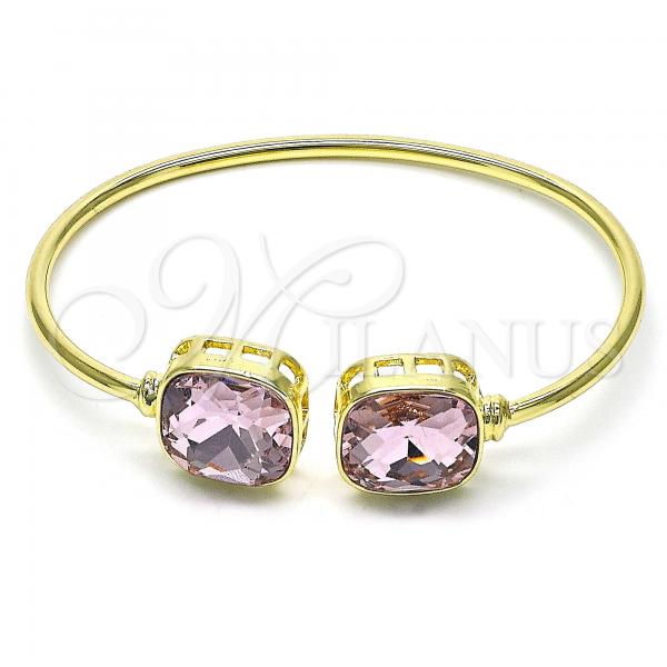 Oro Laminado Individual Bangle, Gold Filled Style with Light Rose Crystal, Polished, Golden Finish, 07.380.0006.1