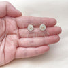 Oro Laminado Stud Earring, Gold Filled Style with White Micro Pave, Polished, Golden Finish, 02.344.0122