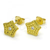 Sterling Silver Stud Earring, Star Design, with White Cubic Zirconia, Polished, Golden Finish, 02.186.0150