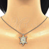 Oro Laminado Pendant Necklace, Gold Filled Style Turtle Design, with Garnet and White Crystal, Polished, Tricolor, 04.213.0166.20
