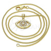 Oro Laminado Pendant Necklace, Gold Filled Style with White Micro Pave, Polished, Golden Finish, 04.156.0302.20