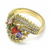 Oro Laminado Multi Stone Ring, Gold Filled Style with Multicolor Cubic Zirconia, Polished, Golden Finish, 01.283.0009.1.08 (Size 8)