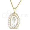 Oro Laminado Pendant Necklace, Gold Filled Style Divino Niño Design, Polished, Golden Finish, 04.106.0044.1.20