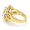 Oro Laminado Multi Stone Ring, Gold Filled Style Heart Design, with White Cubic Zirconia, Polished, Golden Finish, 01.205.0009.07 (Size 7)