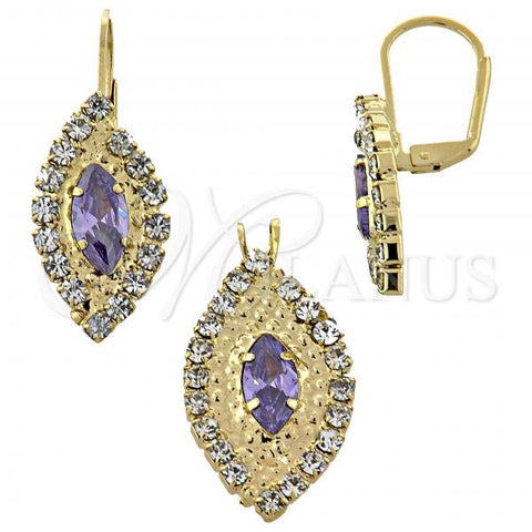 Oro Laminado Earring and Pendant Adult Set, Gold Filled Style with  Cubic Zirconia, Golden Finish, 5.057.007