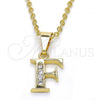 Oro Laminado Fancy Pendant, Gold Filled Style Initials Design, with White Cubic Zirconia, Polished, Golden Finish, 05.26.0018