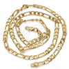 Gold Tone Basic Necklace, Figaro Design, Polished, Golden Finish, 04.242.0016.24GT