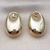 Oro Laminado Stud Earring, Gold Filled Style Hollow Design, Polished, Golden Finish, 02.428.0025