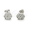 Sterling Silver Stud Earring, with White Cubic Zirconia, Polished, Rhodium Finish, 02.285.0031