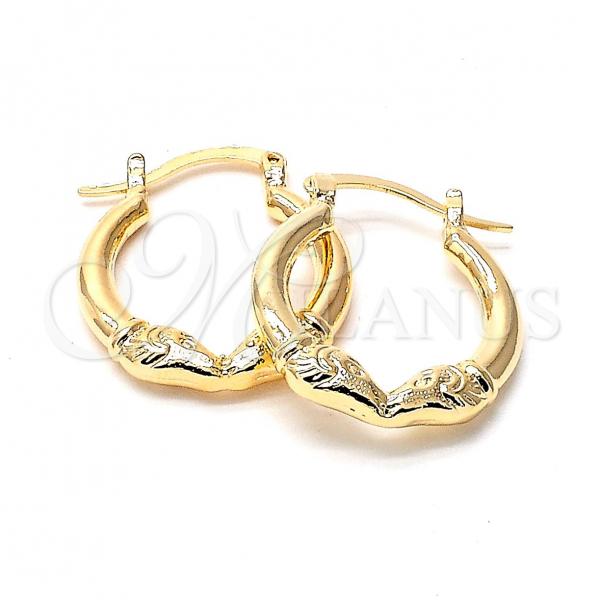 Oro Laminado Small Hoop, Gold Filled Style Buffalo Design, Diamond Cutting Finish, Golden Finish, 5.142.032.1.20