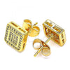 Oro Laminado Stud Earring, Gold Filled Style with White Micro Pave, Polished, Golden Finish, 02.344.0045