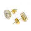 Oro Laminado Stud Earring, Gold Filled Style with White Micro Pave, Polished, Golden Finish, 02.344.0122