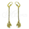 Oro Laminado Long Earring, Gold Filled Style Dolphin Design, with White Cubic Zirconia, Polished, Golden Finish, 5.089.008