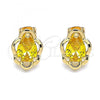 Oro Laminado Stud Earring, Gold Filled Style Teardrop Design, with Yellow Cubic Zirconia, Polished, Golden Finish, 02.213.0232