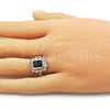 Oro Laminado Multi Stone Ring, Gold Filled Style Cluster Design, with Sapphire Blue and White Cubic Zirconia, Polished, Golden Finish, 01.196.0032.2