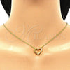 Sterling Silver Pendant Necklace, Heart Design, with White Cubic Zirconia, Polished, Golden Finish, 04.336.0056.2.16