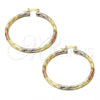 Gold Plated Large Hoop, Diamond Cutting Finish, Tricolor, 02.70.0024.45